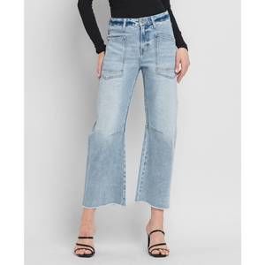 VERVET BY FLYING MONKEY super high rise barrel jean in blue